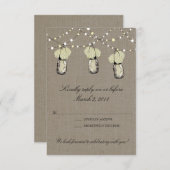 ラスティック メイソンジャー ストリングライトの招待状 ご返信 出欠カード (正面/裏面)