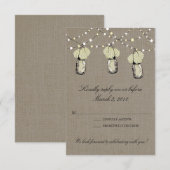 ラスティック メイソンジャー ストリングライトの招待状 出欠カード (正面/裏面)