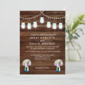 ラスティック メイソンジャー ストリング ライト シンプル ウェディング 招待状 (スタンド正面)