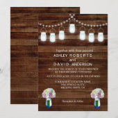 ラスティック メイソンジャー ストリング ライト シンプル ウェディング 招待状 (正面/裏面)