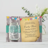 ラスティック メイソンジャー & ヒトデ ベビーシャワー 招待状 (スタンド正面)