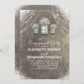 ラスティック メイソンジャー ベイビーズブレス 婚約パーティー 招待状 (正面/裏面)