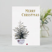 ラスティック メリークリスマス 水彩 クリスマスの木 箔シーズンカード (立ち正面)