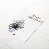 ラスティック メリークリスマス 水彩 クリスマスの木 箔シーズンカード (回転した状態)