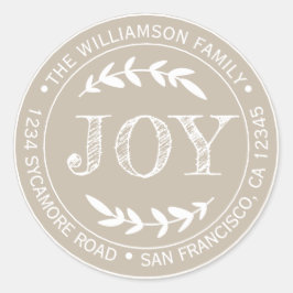 ラスティック モダン クリスマス ジョイ 返信先住所 グレー ラウンドシール