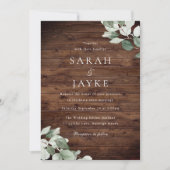 ラスティック モダン グリーン リーフ ウェディング 招待状 (正面)