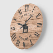 ラスティック モダン ファームハウス オーダーメイド ファミリー ネーム ヴィンテージ ラージ壁時計 (傾斜)