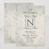 ラスティック モノグラム ウォーターカラー フラワー ウェディング 招待状 (正面/裏面)