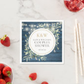 ラスティック モノグラム グリーン カップル ウェディング シャワー スタンダードカクテルナプキン (インサイチュ)