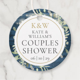 ラスティック モノグラム グリーン カップル ウェディング シャワー フェイバータグ