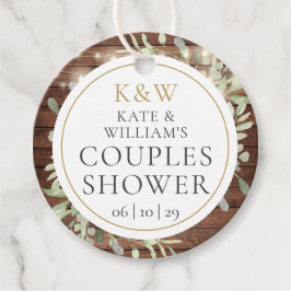 ラスティック モノグラム グリーン カップル ウェディング シャワー フェイバータグ