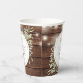 ラスティック モノグラム グリーン カップル ウェディング シャワー 紙コップ (右)