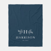 ラスティック モノグラム ネイビー 新婚 ブランケット (正面)