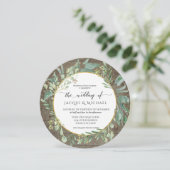 ラスティック ユーカリの葉 水彩 結婚式 円形 招待状 (スタンド正面)