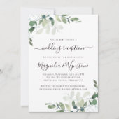 ラスティック ユーカリ グリーン ウェディング レセプション 招待状 (正面)