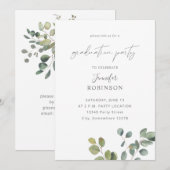 ラスティック ユーカリ グリーン デュオ 2 卒業パーティー 招待状 (正面/裏面)