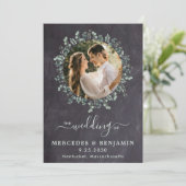 ラスティック ユーカリ グリーン フォト QR コード ウェディング 招待状 (スタンド正面)