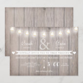 ラスティック ライツ 結婚式招待状 - カスタマイズ可能なテキスト 招待状 (正面/裏面)