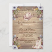 ラスティック ライト、ティアラ、レースのカボチャの花のスイート 16 招待状 (正面)