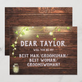 ラスティック ライト ベストマン 女性 グルームズマン プロポーズ 招待状 (正面/裏面)