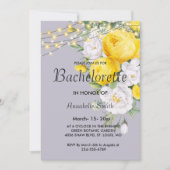 ラスティック ライト 黄色 花の独身パーティー 招待状 (正面)