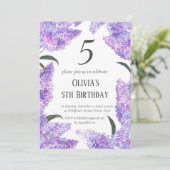 ラスティック ライラック 5歳の誕生日 ワイルドフラワー 誕生日 招待状 (スタンド正面)