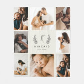 ラスティック ラウレル モノグラム 8 枚の写真 コラージュ フリースブランケット (正面)