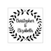 ラスティック ラウレル リース | シンプル ウェディング スクリプト ネーム ラバースタンプ (インプリント)