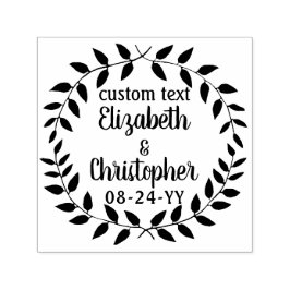 ラスティック ラウレル リース シンプル カントリー ウェディング スクリプト セルフインキングスタンプ