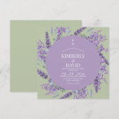 ラスティック・ラベンダーセージの野の花のウェディング 招待状 (正面/裏面)