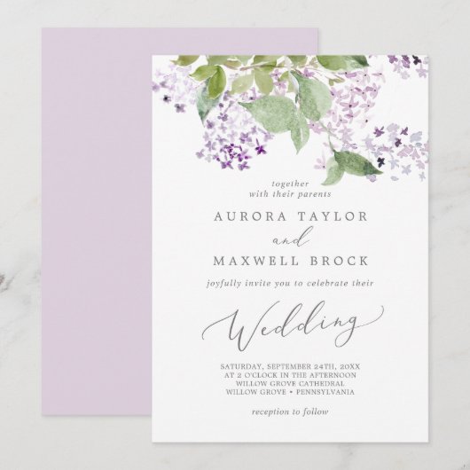 ラスティック ラベンダー ウェディング 招待状 (正面/裏面)