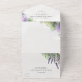 ラスティック ラベンダー ウォーターカラー モダン ロマンチック ウェディング オールインワン招待状 (外側)