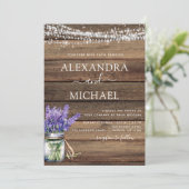 ラスティック ラベンダー ストリング ライト ジャー ウェディング 招待状 (スタンド正面)