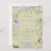ラスティック ラベンダー & セージ ワイルドフラワーズ セージ 招待状 (正面)