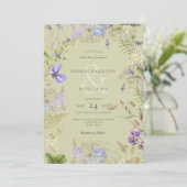 ラスティック ラベンダー & セージ ワイルドフラワーズ セージ 招待状 (スタンド正面)