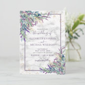 ラスティック ラベンダー パープル ゴールド ウォーターカラー ウェディング 招待状 (スタンド正面)