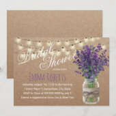 ラスティック ラベンダー フラワル ジャー クラフト ブライダル シャワー 招待状 (正面/裏面)