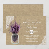 ラスティック ラベンダー フラワル ジャー バルーン ブライダル シャワー 招待状 (正面/裏面)