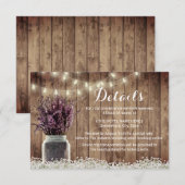 ラスティック ラベンダー フラワー メイソンジャー ウェディング ディテール 招待状 (正面/裏面)