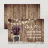 ラスティック ラベンダー フローラル メイソンジャー ウェディング レセプション 招待状 (正面/裏面)