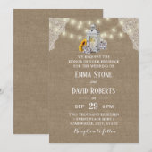 ラスティック ランタン & ストリング ライト バルーン ウェディング 招待状 (正面/裏面)