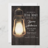 ラスティック ランタン ライト バーン ウッド ブライダル シャワー 招待状 (正面)