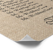 ラスティック リネン キャンバス ウェディング モノグラム 席次表 ポスター (角)