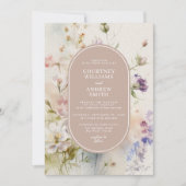 ラスティック レトロ 水彩 フラワーズ ウェディング 招待状 (正面)