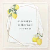 ラスティック レモン シトラス ボヘミア サマー ウェディング ガラスコースター (正面)