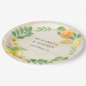 ラスティック レモン シトラス ボヘミア サマー ウェディング ペーパープレート (アングル)