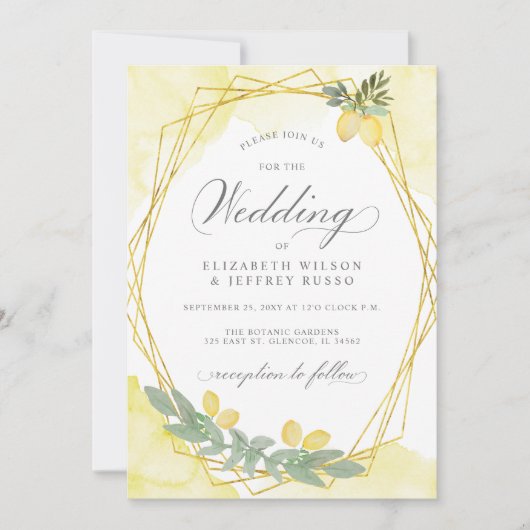 ラスティック レモン シトラス ボーホー サマー ウェディング 招待状 (正面)