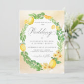 ラスティック レモン シトラス ボーホー サマー ウェディング 招待状 (スタンド正面)