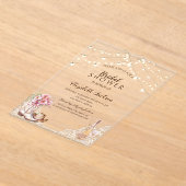 ラスティック, レース, ブーツ, 花嫁シャワー アクリル招待状 (レイダウン)