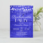 ラスティック ロイヤルブルーの木のバチェラーetteパーティー 招待状 (スタンド正面)